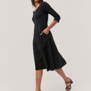 Organic Cotton Pact Black Midi Dress Large